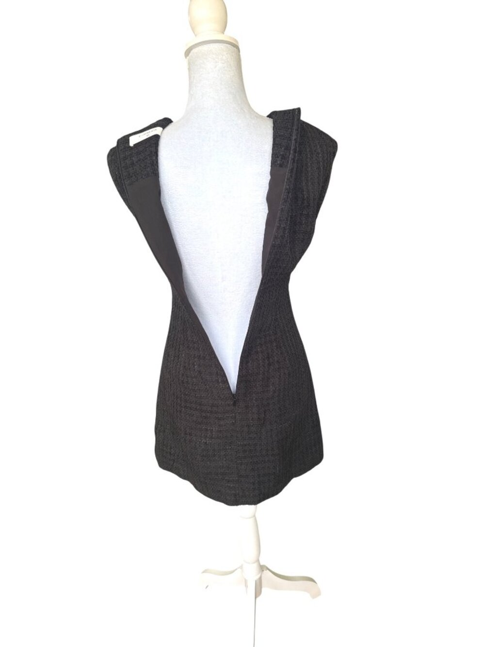 Commense Textured Sleeveless Black Mini Dress Gold Detail XS Chic - Picture 5 of 7